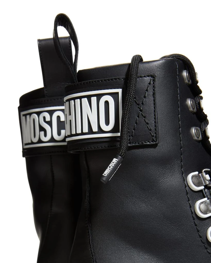 商品Moschino|Men's Logo Leather Combat Boots,价格¥6519,第4张图片详细描述