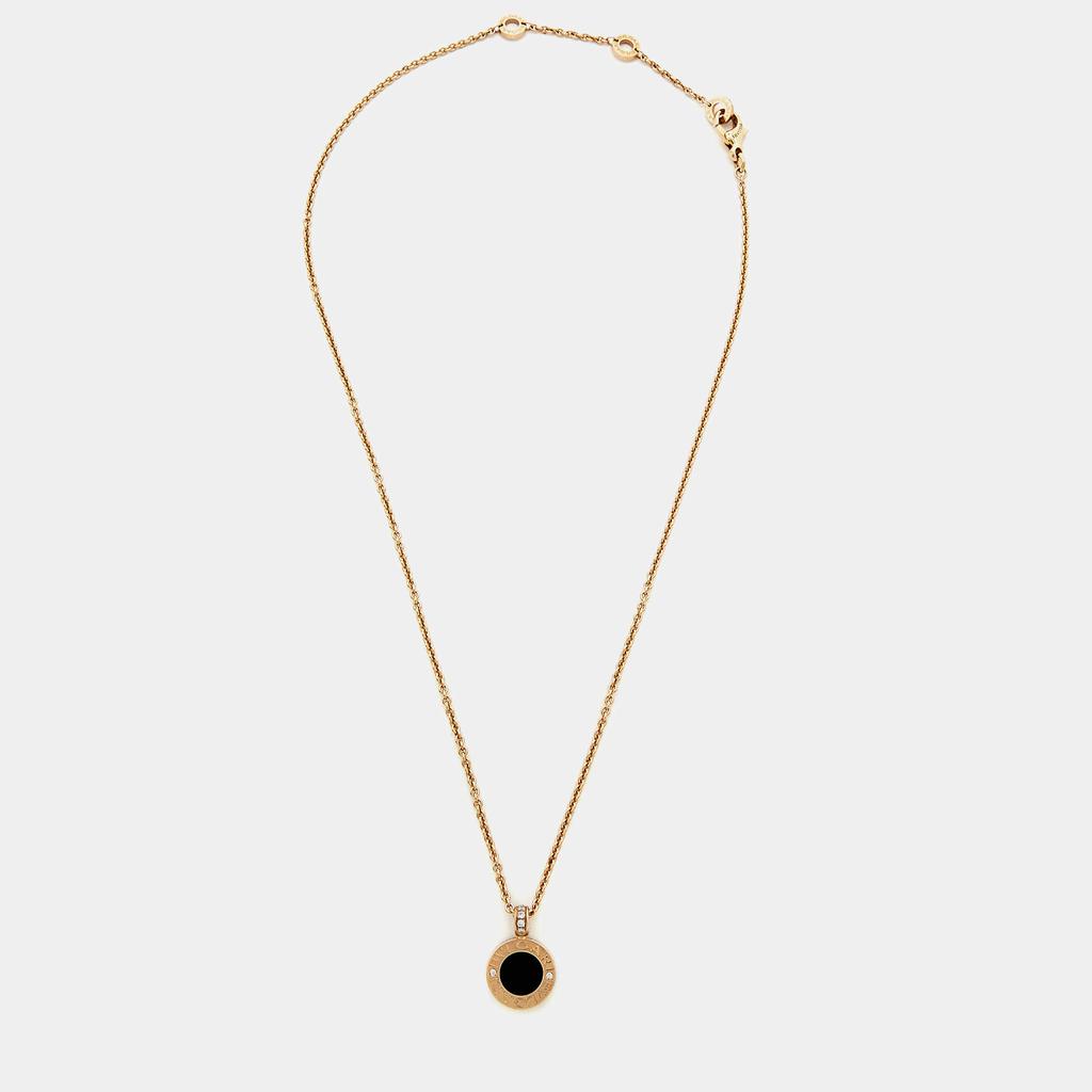 Bvlgari Bvlgari Onyx Mother of Pearl Diamond 18k Rose Gold Pendant Necklace商品第2张图片规格展示