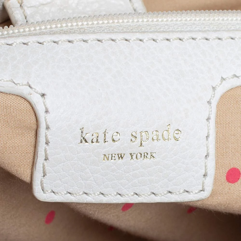 Kate Spade Pink/White Canvas and Leather Metal Plate Tote 商品