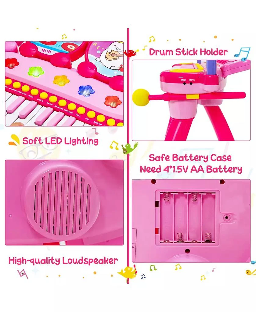 24 Key DJ Piano Keyboard Drum Toy Music Instrument w/MP3 Microphone Cymbal 商品