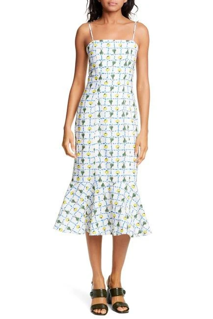 商品Staud|Lychee Print Linen Midi 连衣裙,价格¥393,第1张图片