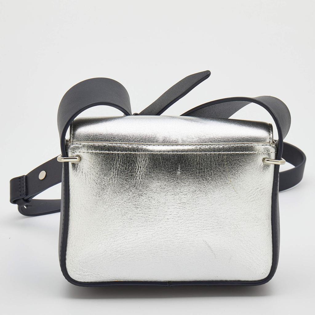 3.1 Phillip Lim Silver/Dark Blue Leather Mini Alix Flap Crossbody Bag商品第4张图片规格展示