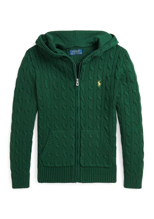 商品Ralph Lauren|Lauren Childrenswear Boys 8 20 Cable Cotton Hooded Full Zip Sweater,价格¥418,第1张图片