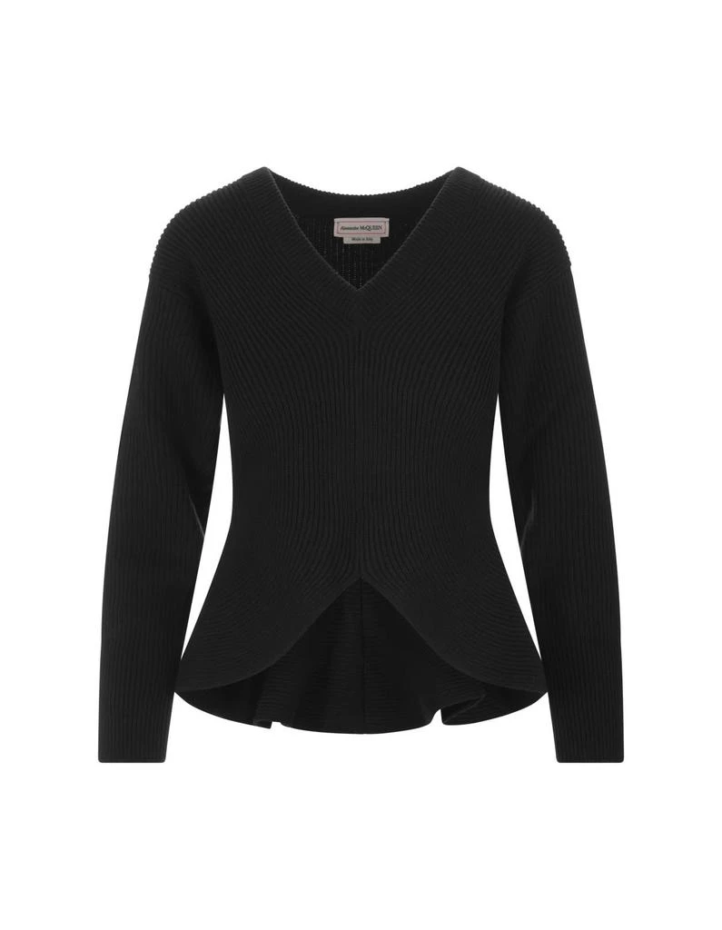 商品Alexander McQueen|Alexander McQueen Woman Black Sweater With Asymmetrical Hem,价格¥5663,第1张图片