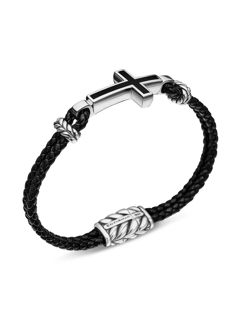 商品David Yurman|Exotic Stone Cross Bracelet in Black Leather,价格¥3704,第2张图片详细描述