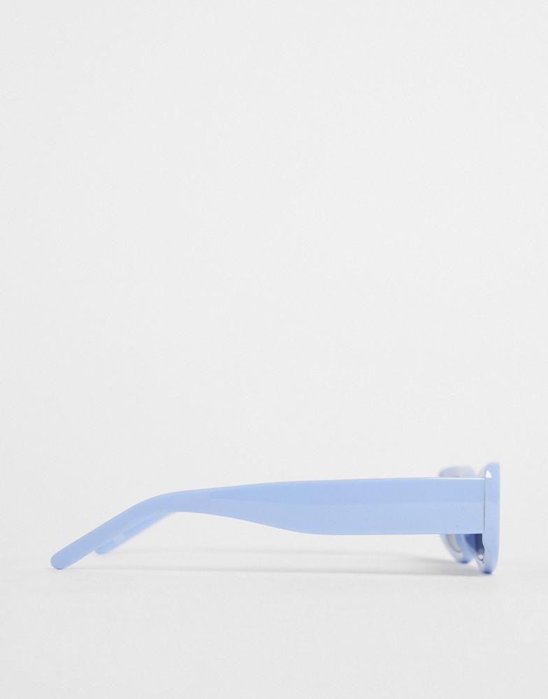 ASOS DESIGN rectangle sunglasses with smoke lens in blue - MBLUE商品第3张图片规格展示