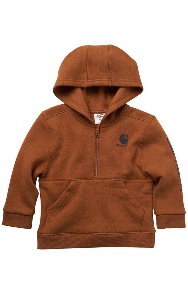 (CA6187) Hooded Half-Zip Sleeve Logo Sweatshirt - Carhartt Brown商品第1张图片规格展示
