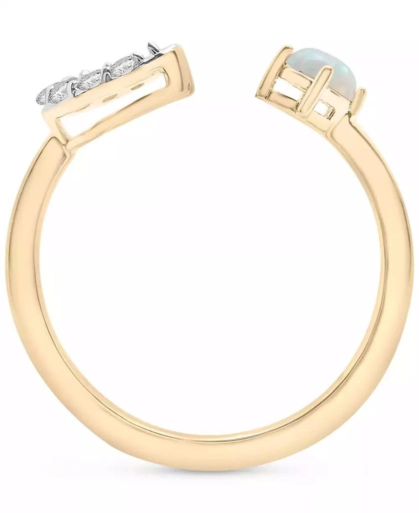 商品Macy's|Lab-Created Opal (1/10 ct. t.w.) & Lab-Created White Sapphire (3/8 ct. t.w.) Crescent Moon Cuff Ring in 14k Gold-Plated Sterling Silver,价格¥457,第5张图片详细描述