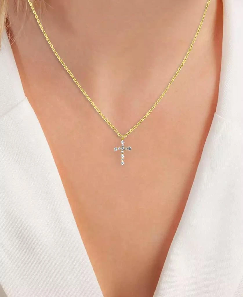 商品Macy's|Cubic Zirconia Small Cross 18" Pendant Necklace in 10k Gold,价格¥646,第2张图片详细描述