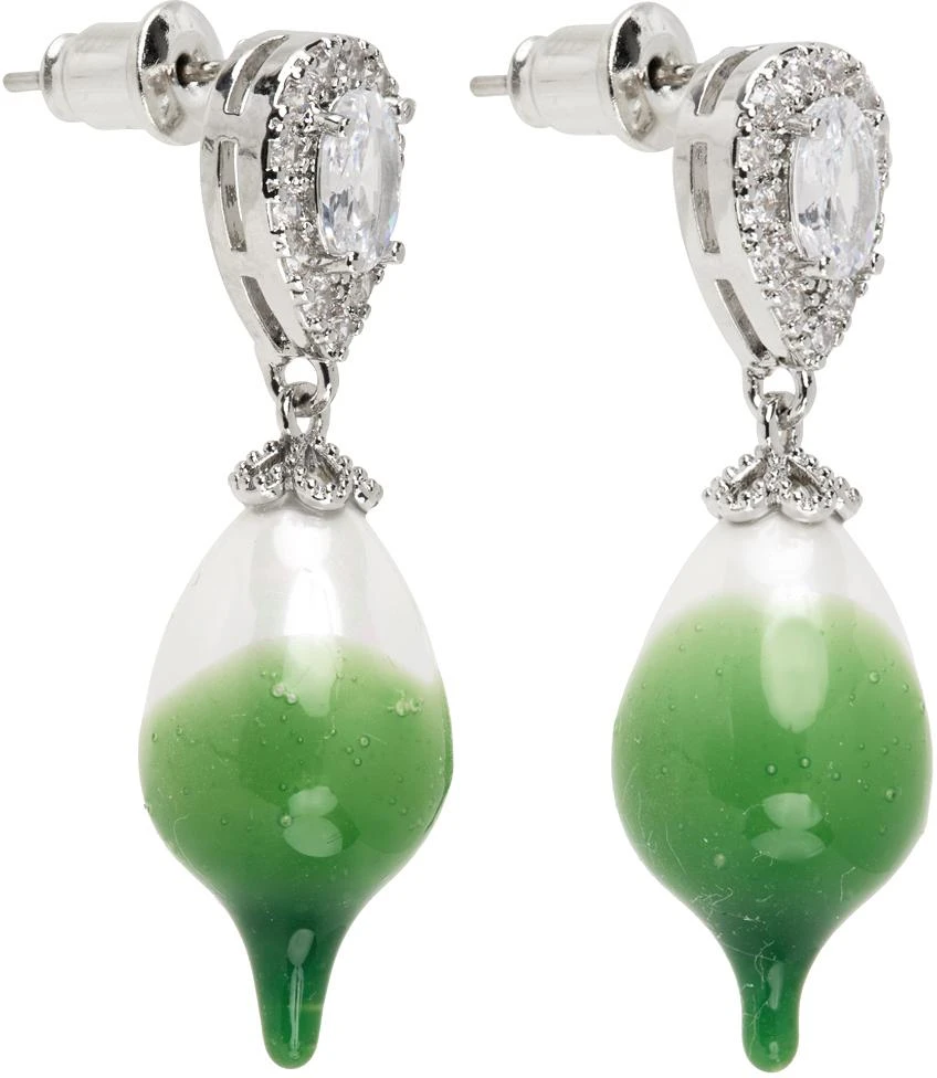 商品Ottolinger|Silver & Green Pearl Drop Earrings,价格¥802,第2张图片详细描述