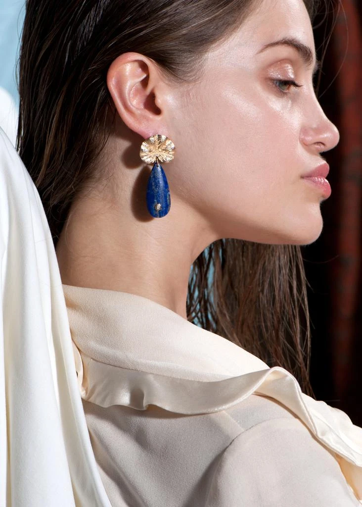 商品APPLES & FIGS|24k vermeil lapis lazuli lily earrings,价格¥3830,第3张图片详细描述