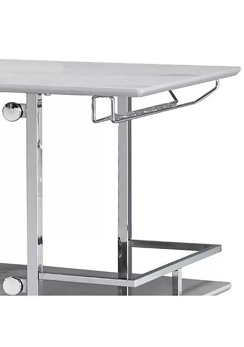 商品belk|Range Bar Table With Faux Marble And Chrome Finish White And Silver,价格¥2659,第4张图片详细描述