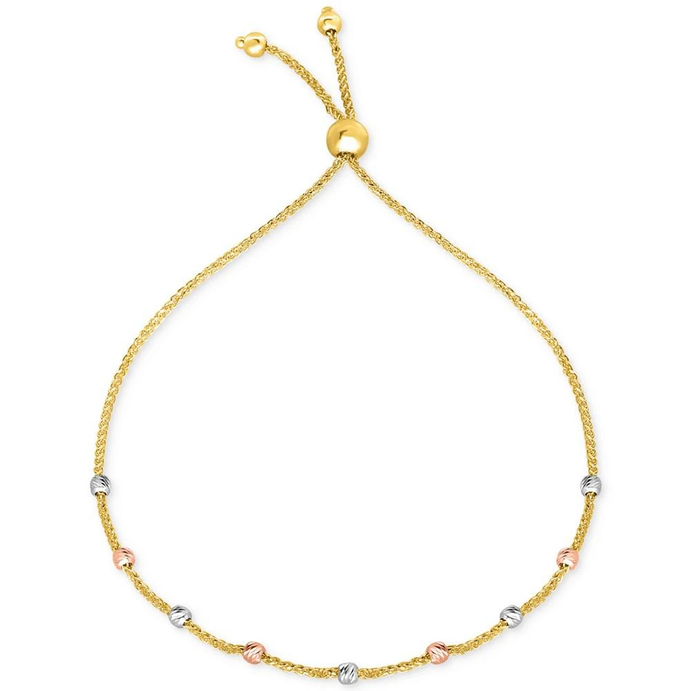 商品Macy's|Tricolor Bead Bolo Bracelet in 10k Gold, White Gold & Rose Gold,价格¥1122,第1张图片