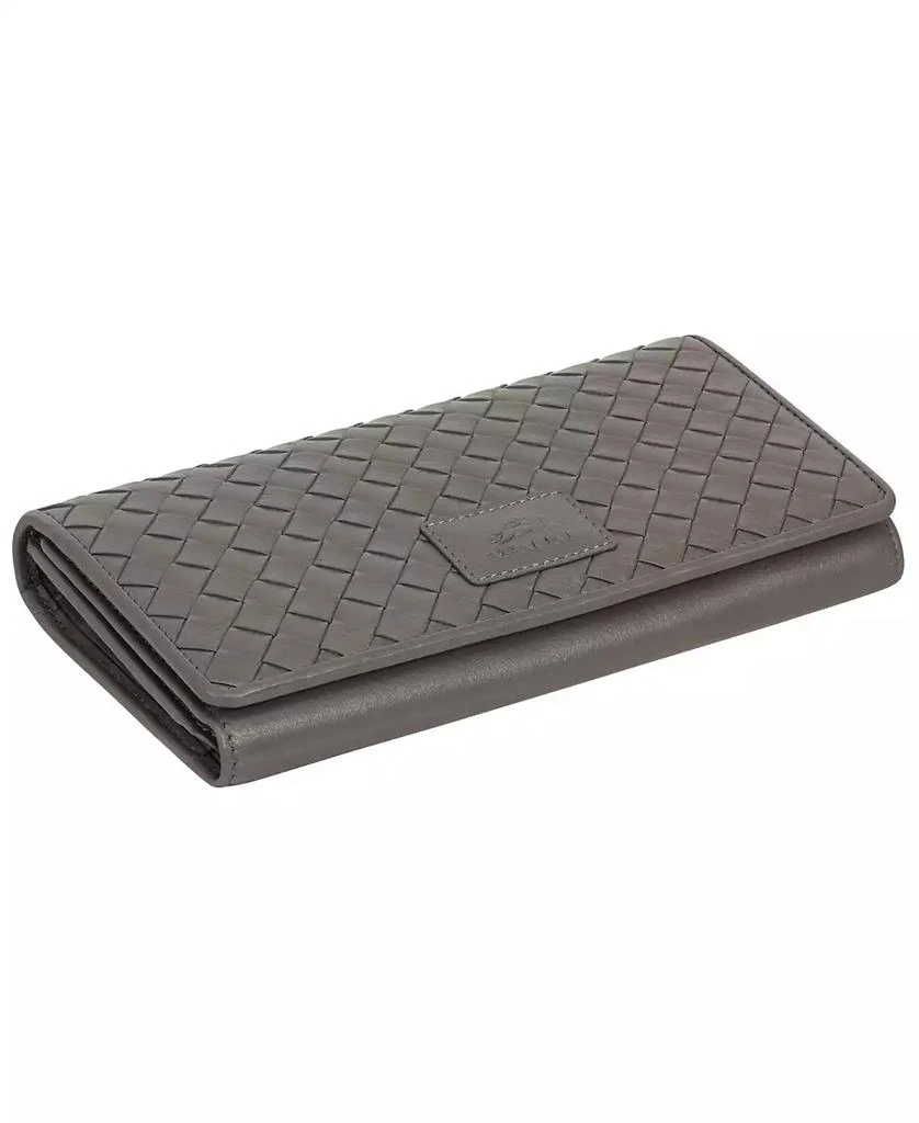 商品Mancini Leather Goods|Women's Basket Weave Collection RFID Secure Trifold Wallet,价格¥393,第5张图片详细描述