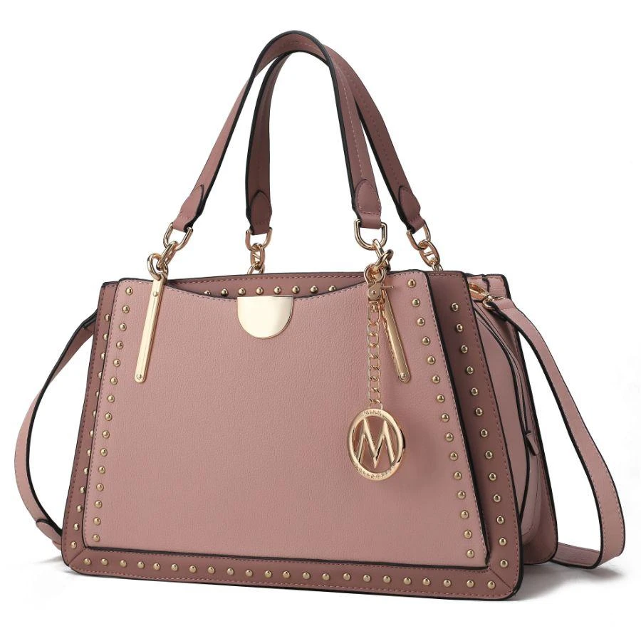 Aubrey Vegan Leather Multi Compartment Satchel Handbag - Color Block 商品