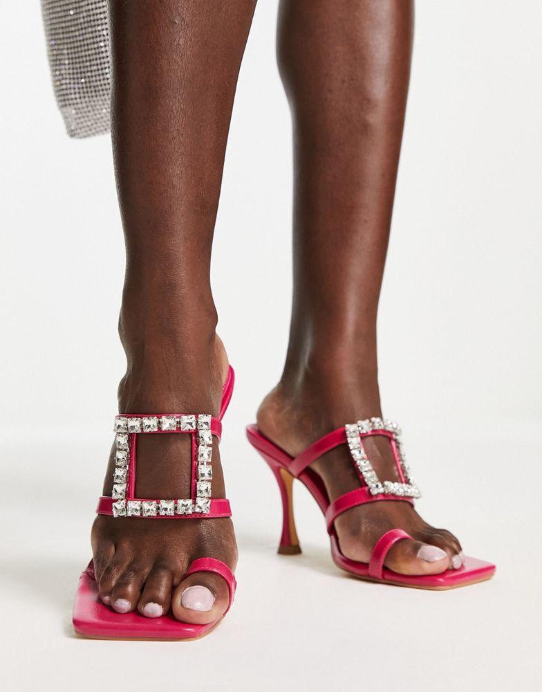 Topshop Razzle embellished heeled sandal in pink商品第4张图片规格展示