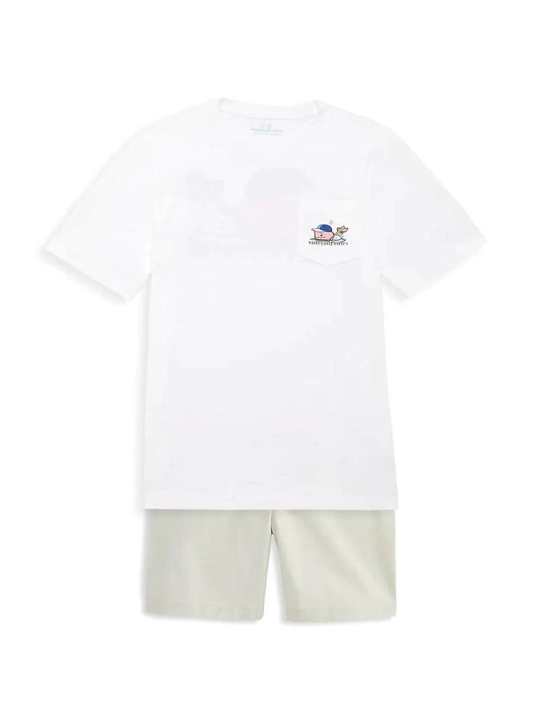 商品Vineyard Vines|Little Boy's & Boy's Baseball Whale Pocket T-Shirt,价格¥132,第2张图片详细描述