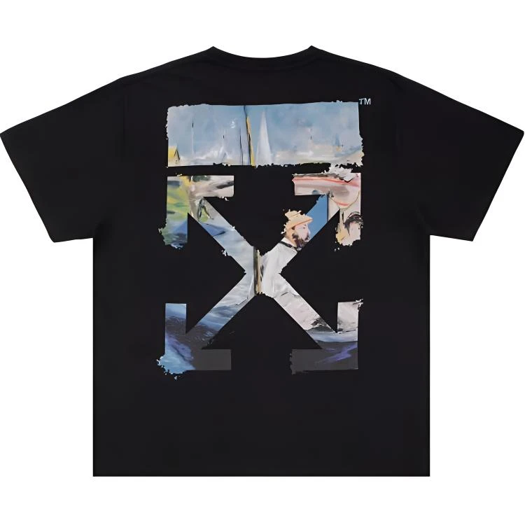 商品[国内直发] Off-White|Oversize油画箭头棉质短袖 落肩袖T恤 男款 黑色,价格¥2381,第3张图片详细描述