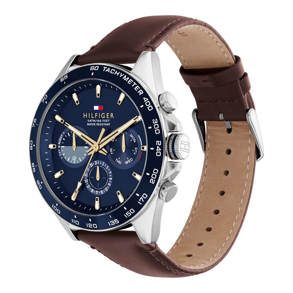 商品Tommy Hilfiger|Men's Brown Leather Strap Watch 46mm,价格¥1216,第4张图片详细描述