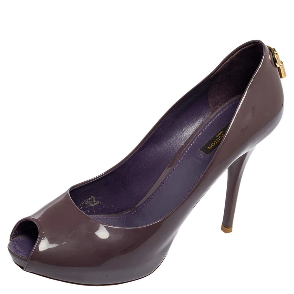 商品[二手商品] Louis Vuitton|Louis Vuitton Purple Patent Leather Oh Really! Peep Toe Platform Pumps Size 40.5,价格¥1091,第1张图片