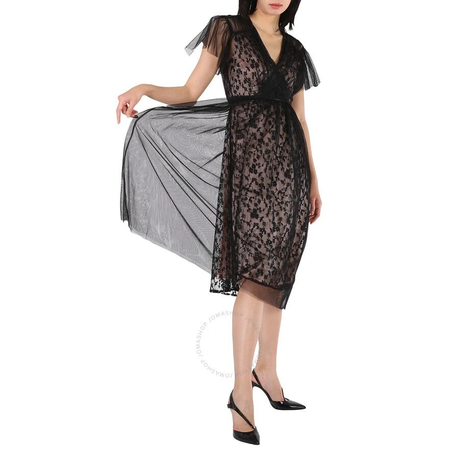 商品Burberry|Ruffled Hem Embroidered Tulle Dress In Black,价格¥1517,第3张图片详细描述