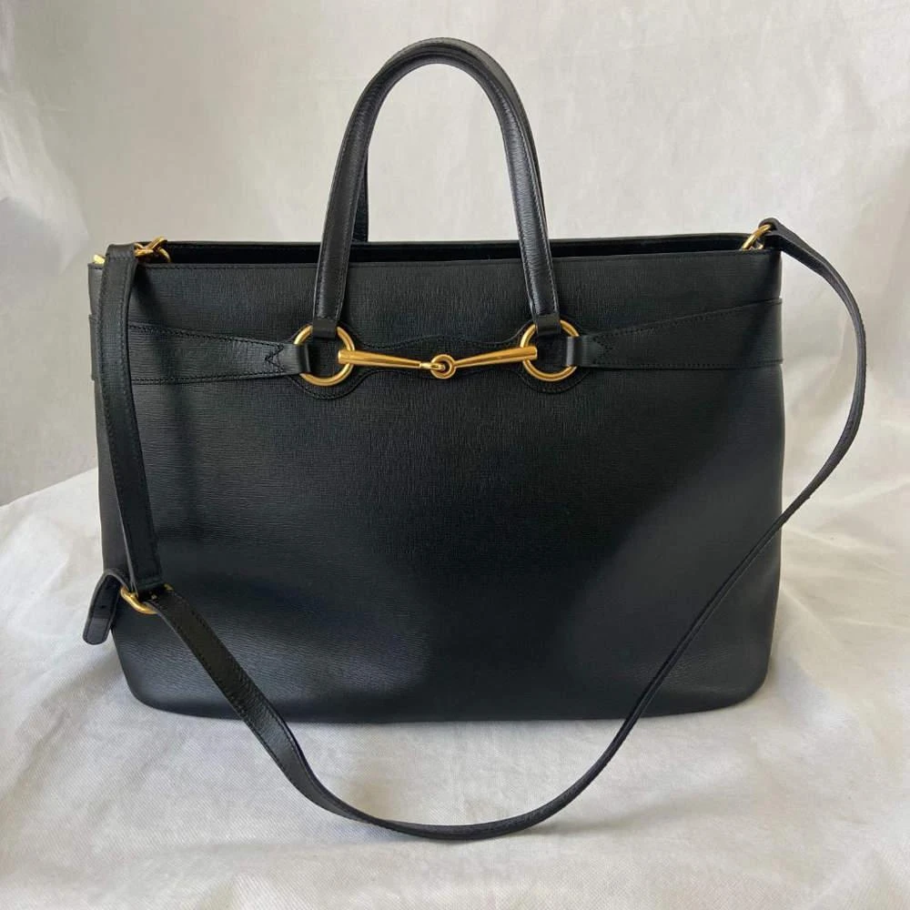 Gucci Black Leather Large Horsebit Tote Bag 商品
