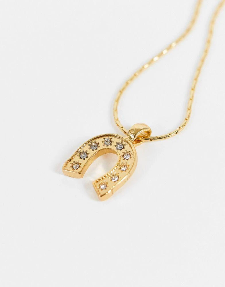 商品ASOS|ASOS DESIGN 14k gold plated necklace with horse shoe pendant,价格¥70,第2张图片详细描述