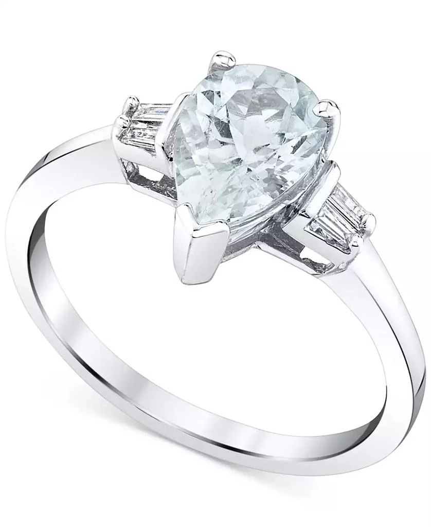 商品Macy's|Aquamarine (1-1/5 ct. t.w.) & Diamond (1/20 ct. t.w.) Ring in 14k White Gold,价格¥1995,第1张图片