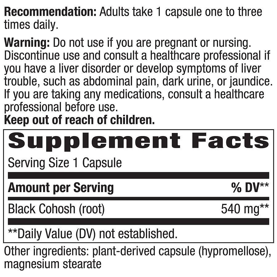 商品Nature's Way|Black Cohosh Root Capsules,价格¥116,第4张图片详细描述