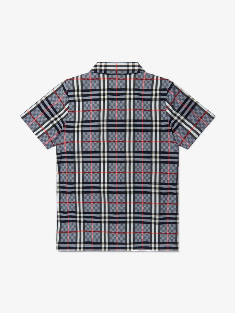 商品Burberry|Burberry Blue Boys Cotton Check Short Sleeve Shirt,价格¥1224,第4张图片详细描述