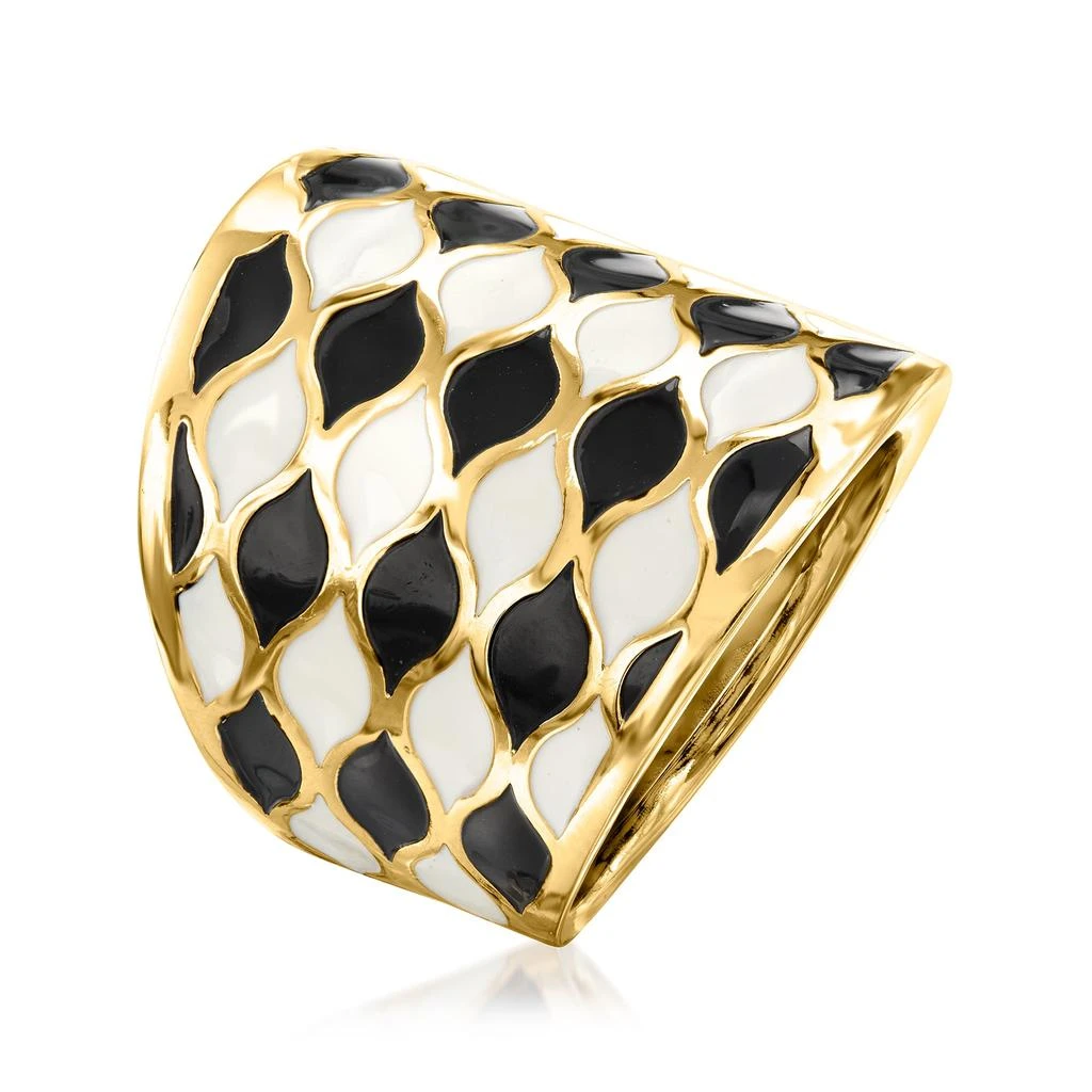 商品Ross-Simons|Ross-Simons Italian Black and White Enamel Ring in 14kt Yellow Gold,价格¥3009,第3张图片详细描述