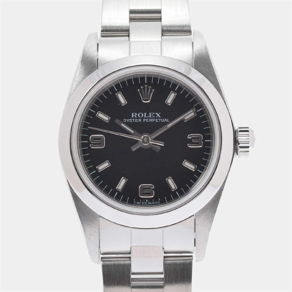 商品[二手商品] Rolex|Rolex Black Stainless Steel Oyster Perpetual 76080 Automatic Women's Wristwatch 24 mm,价格¥27949,第1张图片