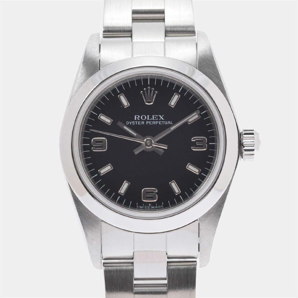 商品[二手商品] Rolex|Rolex Black Stainless Steel Oyster Perpetual 76080 Automatic Women's Wristwatch 24 mm,价格¥23275,第1张图片