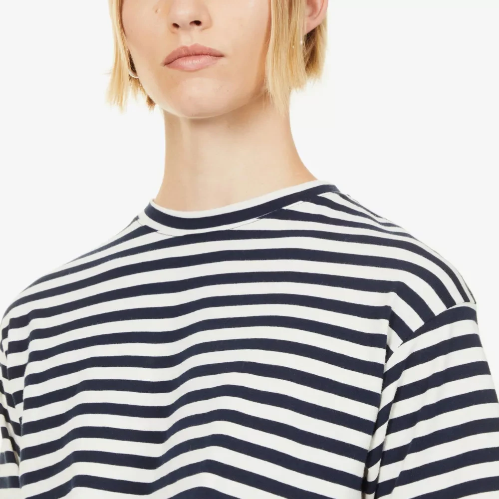 商品[国内直发] Miu Miu|SS23 条纹圆领套头短款短袖T恤 女款 黑色,价格¥3032,第6张图片详细描述