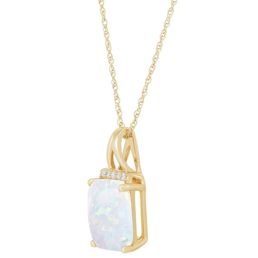 商品Macy's|Opal (1-3/4 ct. t.w.) & Diamond (1/20 ct. t.w.) 18" Pendant Necklace in 14k Gold,价格¥3031,第2张图片详细描述