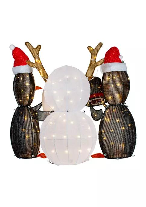 Set of 3 LED Lighted Penguins Building Snowman Outdoor Christmas Decoration 35Inch商品第5张图片规格展示