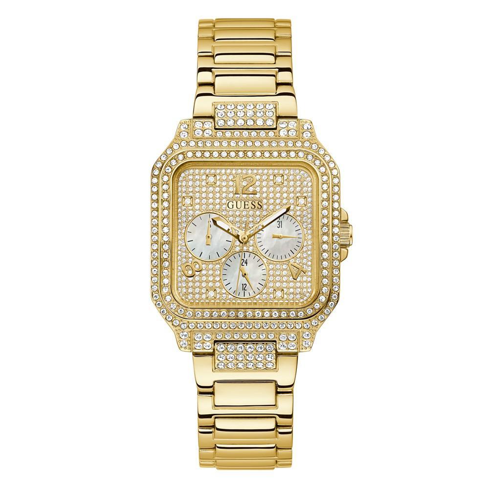 商品GUESS|Women's Glitz Gold-tone Stainless Steel Bracelet Watch 35mm,价格¥1523,第1张图片
