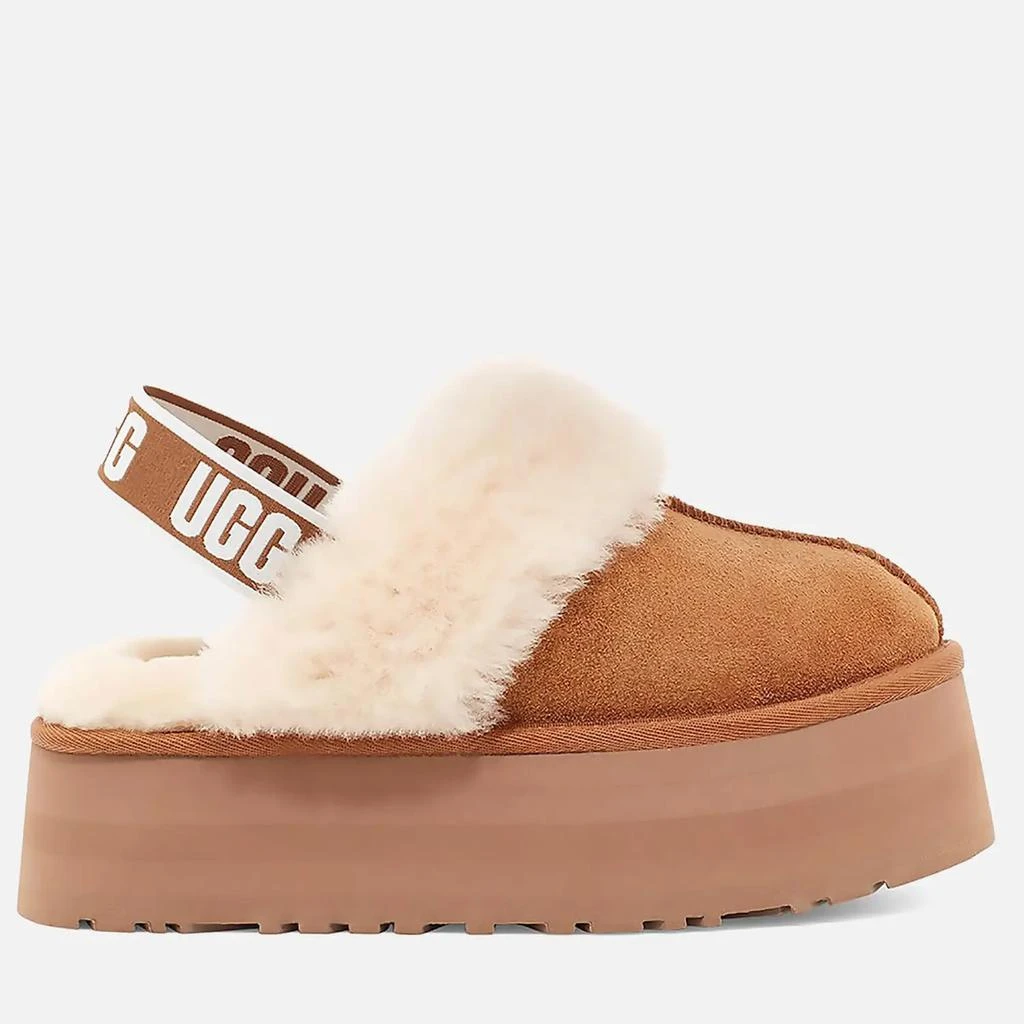 商品UGG|UGG Women's Funkette Suede Flatform Slippers - Chestnut,价格¥873,第1张图片