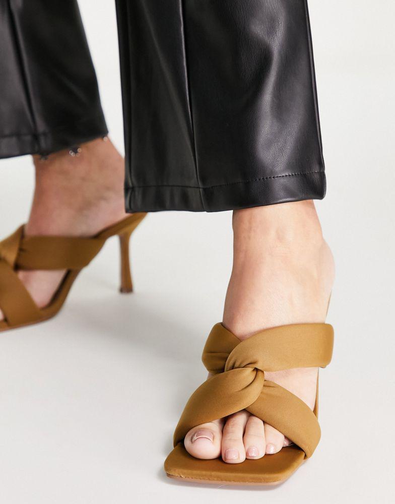 Topshop Neeve padded cross over heeled sandal in brown商品第2张图片规格展示