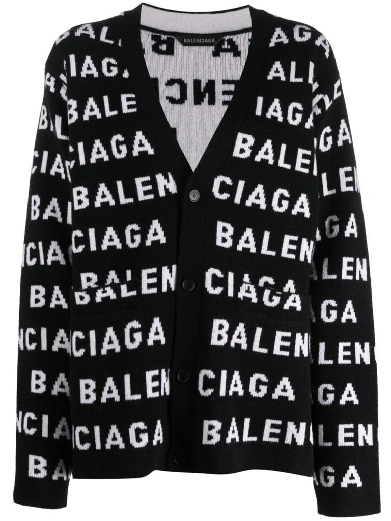 商品Balenciaga|BALENCIAGA - Allover Logo Wool Cardigan,价格¥9982,第1张图片