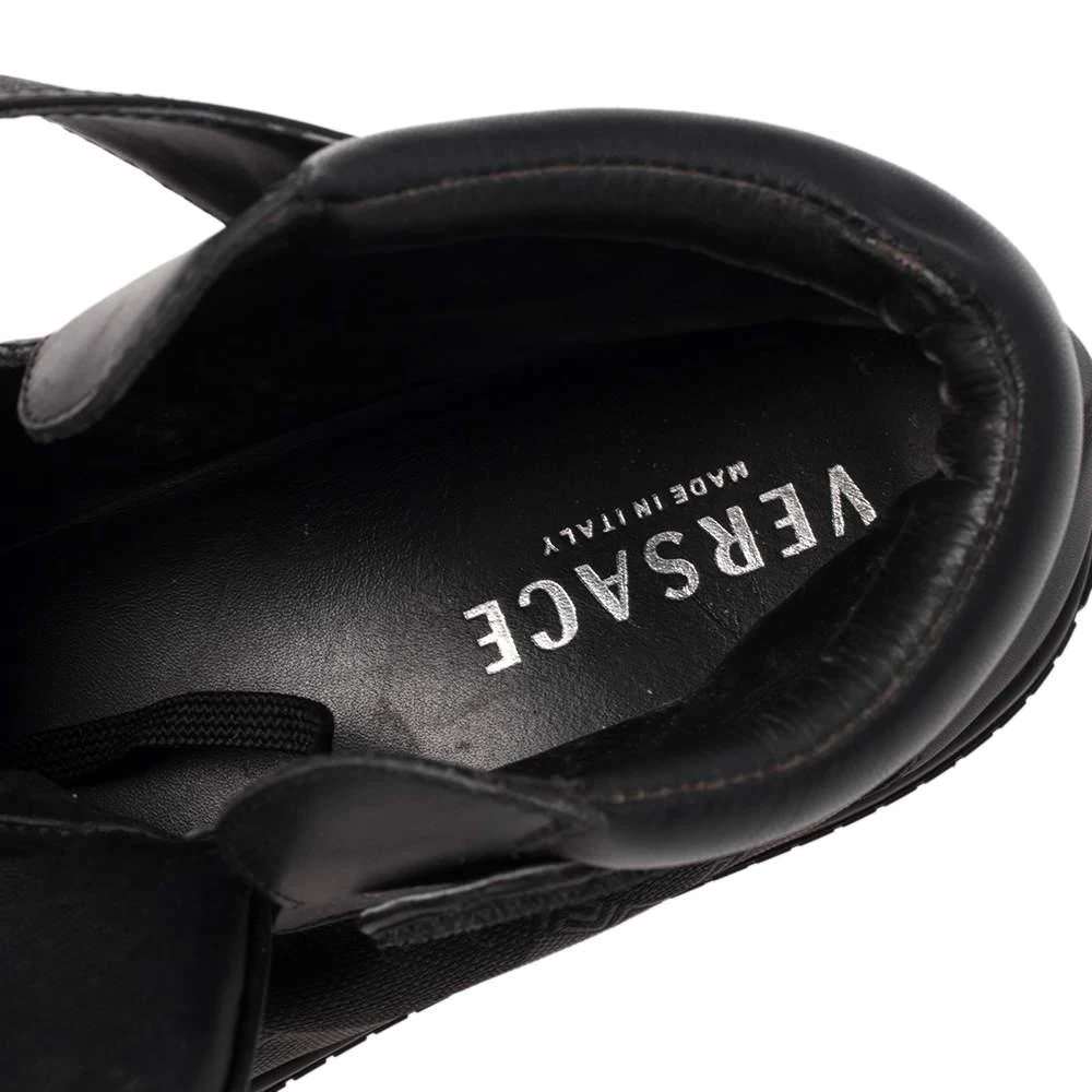 Versace Black Monogram Nylon and Leather Lace High Top Sneakers Size 41 商品