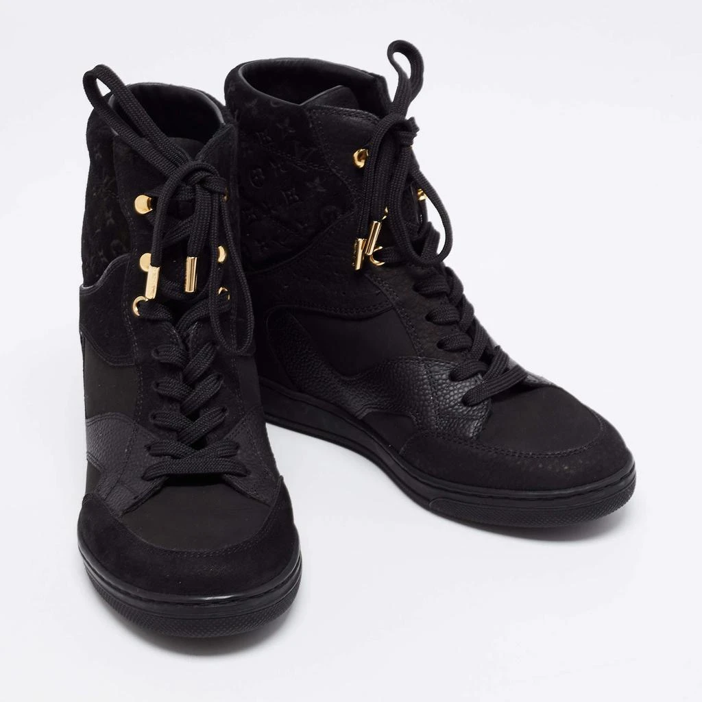 商品[二手商品] Louis Vuitton|Louis Vuitton Black Monogram Empreinte Leather And Suede High Top Sneakers Size 36,价格¥3648,第4张图片详细描述
