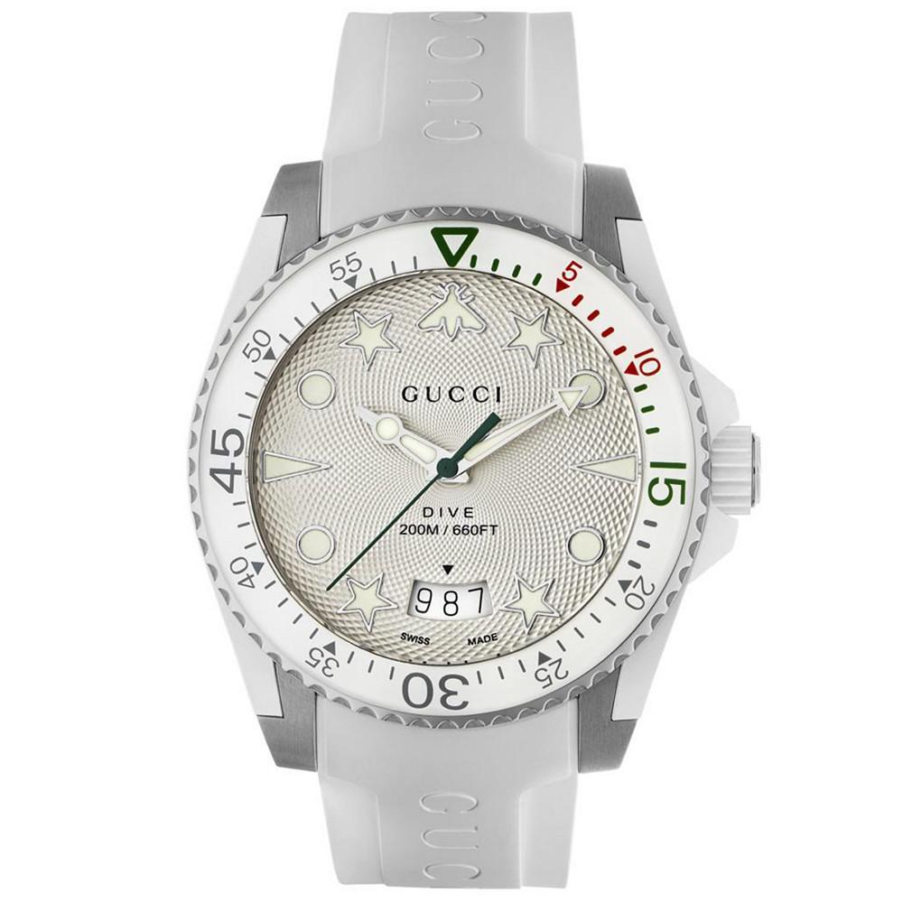 商品Gucci|Men's Swiss Dive White Rubber Strap Watch 40mm,价格¥10887,第1张图片