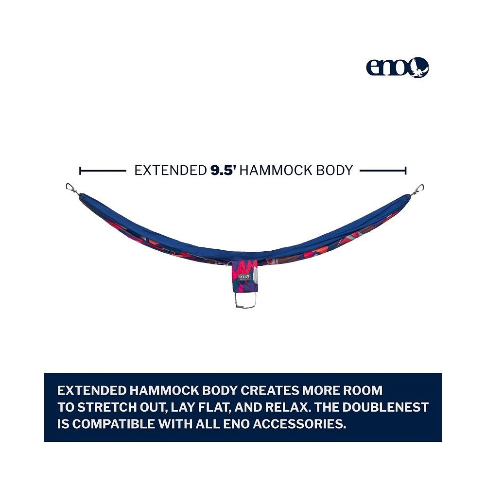 商品ENO|DoubleNest Hammock - Lightweight, Portable, 1 to 2 Person Hammock - For Camping, Hiking, Backpacking, Travel, a Festival, or the Beach - Synthwave/Sapphire,价格¥632,第2张图片详细描述