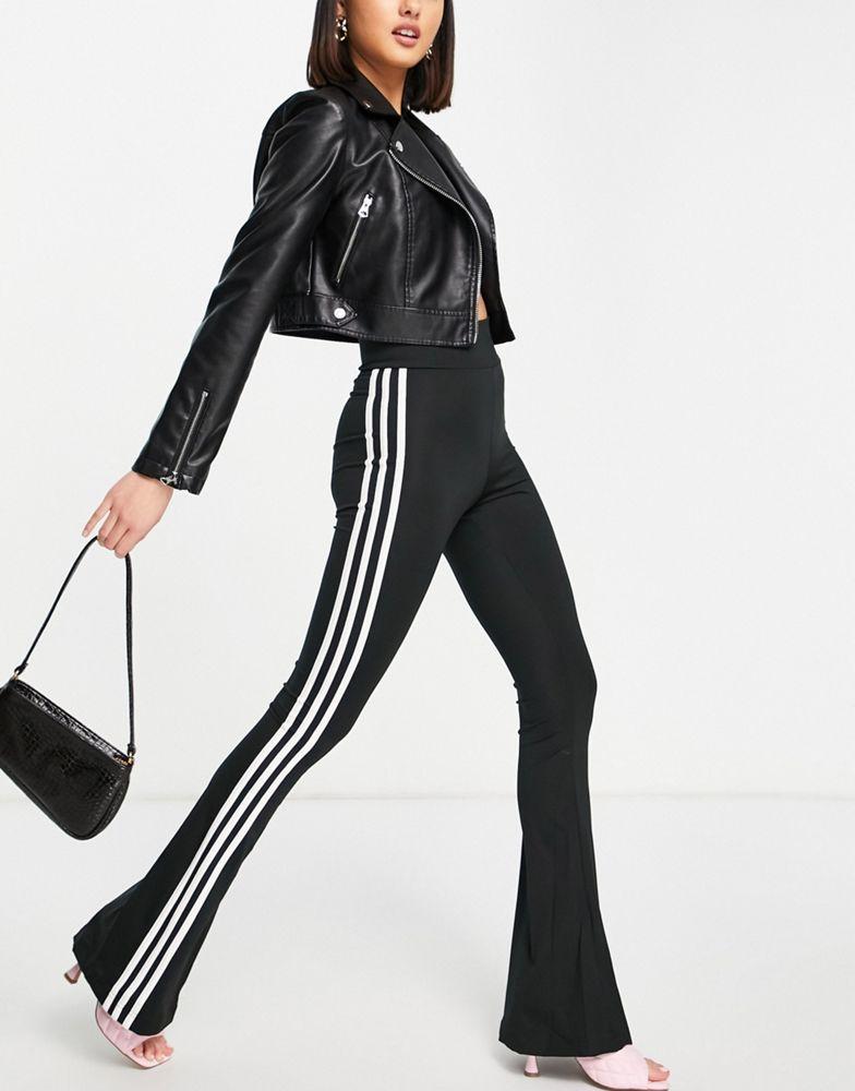 adidas Originals three stripe flared track pant in black商品第1张图片规格展示