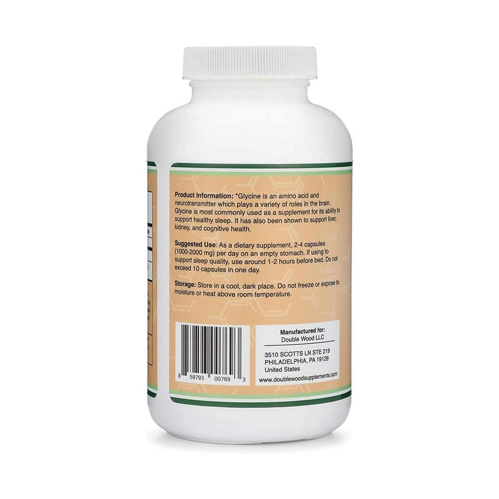 商品Double Wood Supplements|Glycine - 300 capsules, 1000 mg servings,价格¥149,第2张图片详细描述