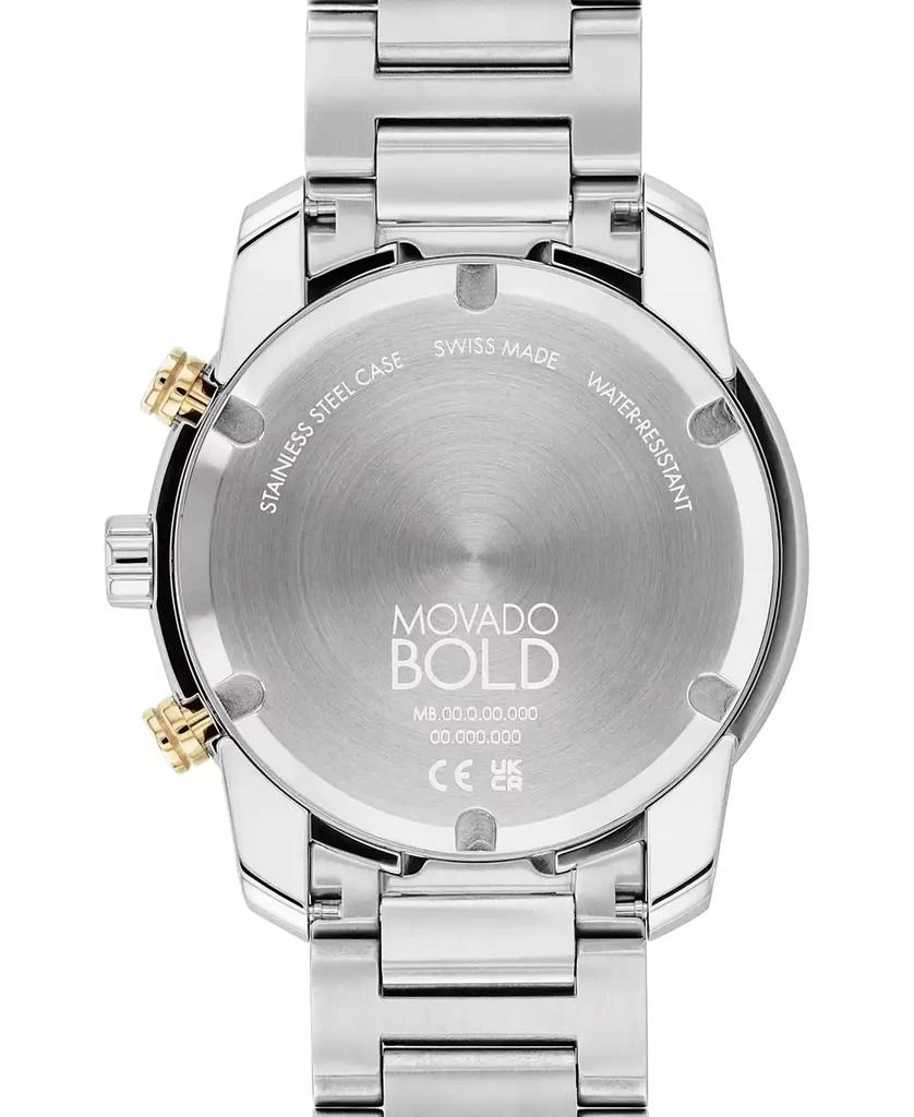 商品Movado|Men's Swiss Chronograph Bold Verso Stainless Steel Bracelet Watch 44mm,价格¥7453,第5张图片详细描述