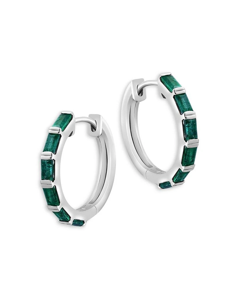 商品Bloomingdale's|Emerald Small Hoop Earrings in 14K White Gold,价格¥10418,第1张图片