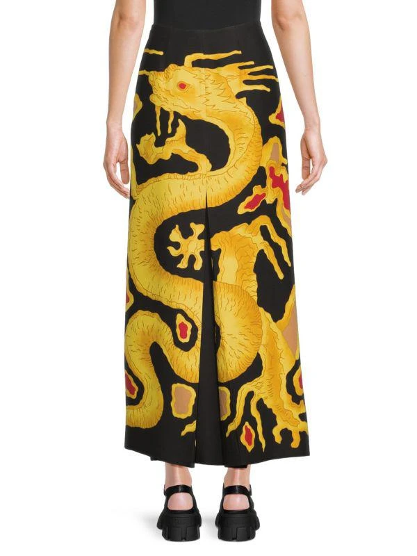 商品Valentino|Dragon Print Virgin Wool & Silk Maxi Skirt,价格¥4144,第2张图片详细描述