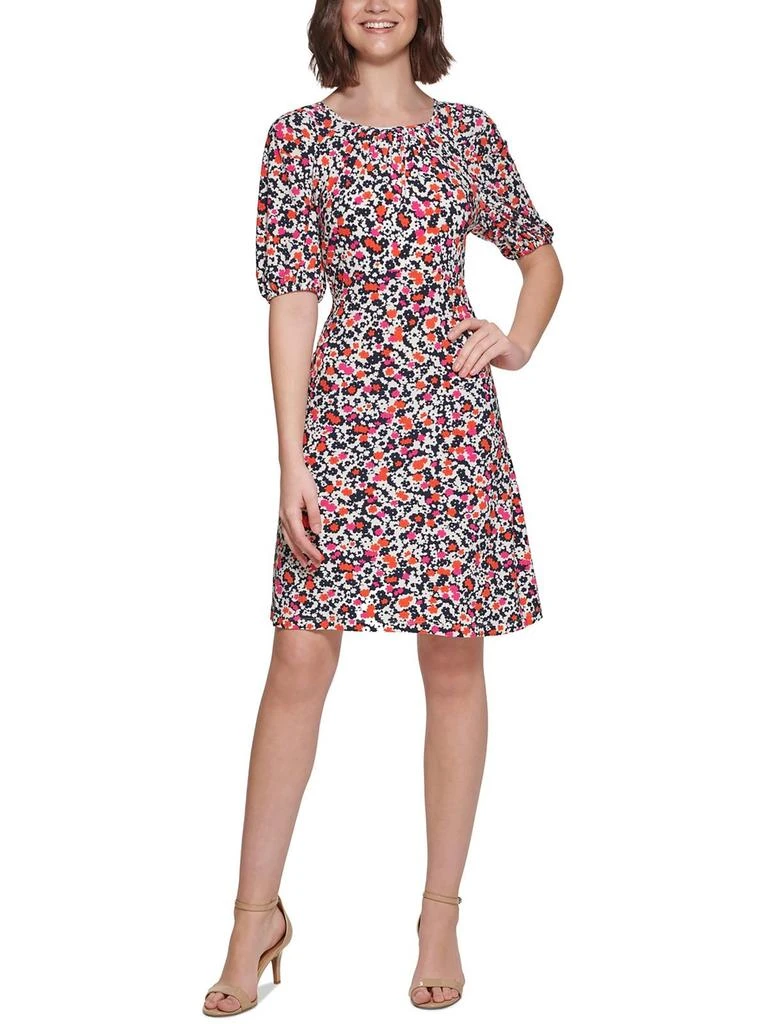 商品Tommy Hilfiger|Petites Womens Floral Print Mini Fit & Flare Dress,价格¥278-¥368,第1张图片